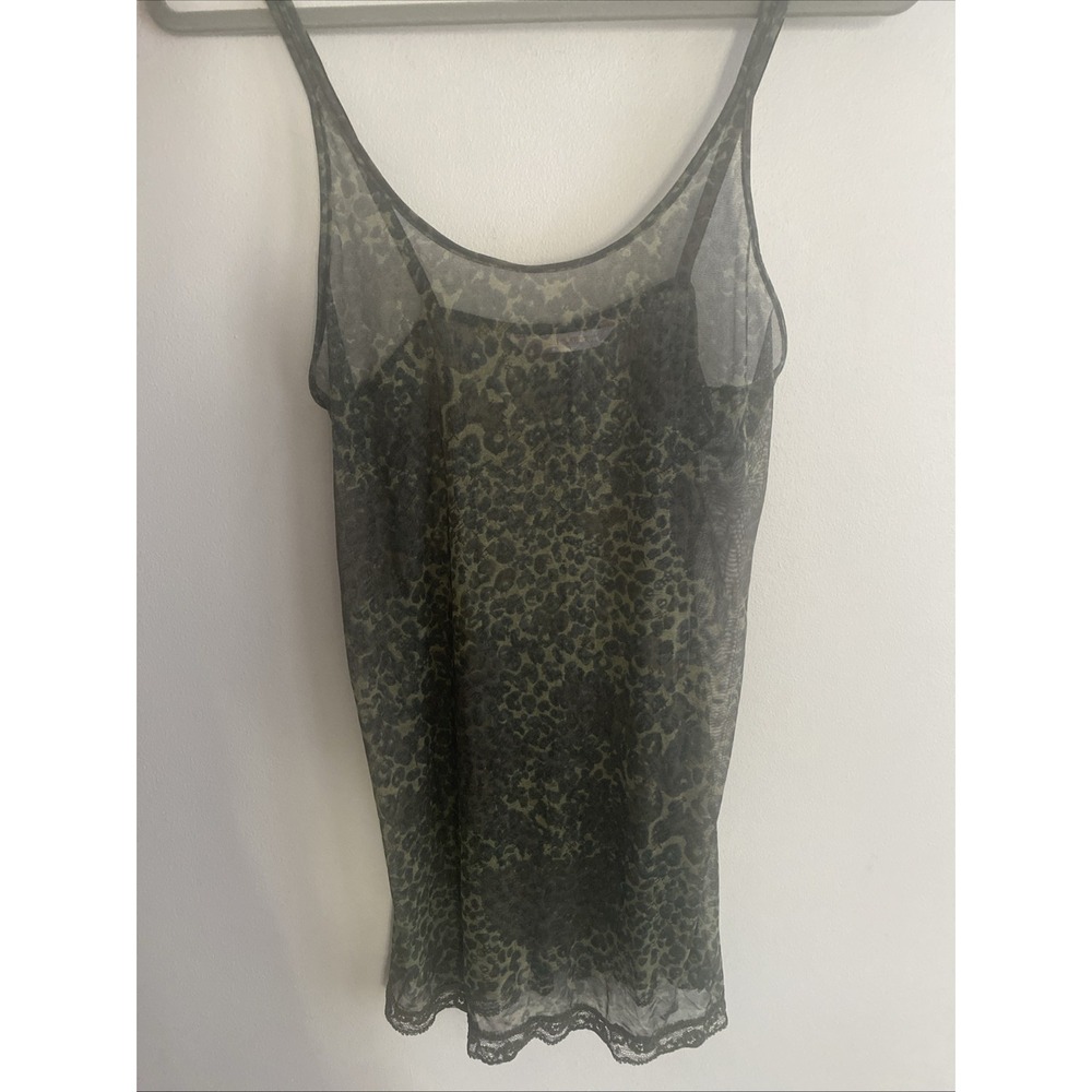 Victoria's Secret Lingerie Babydoll Green Cheetah Short Night‎ Gown Sz Medium